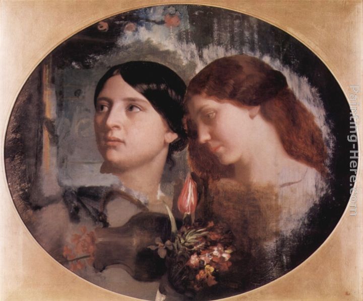 Two Women with a Bouquet of Flowers painting - Charles Gleyre Two Women with a Bouquet of Flowers art painting